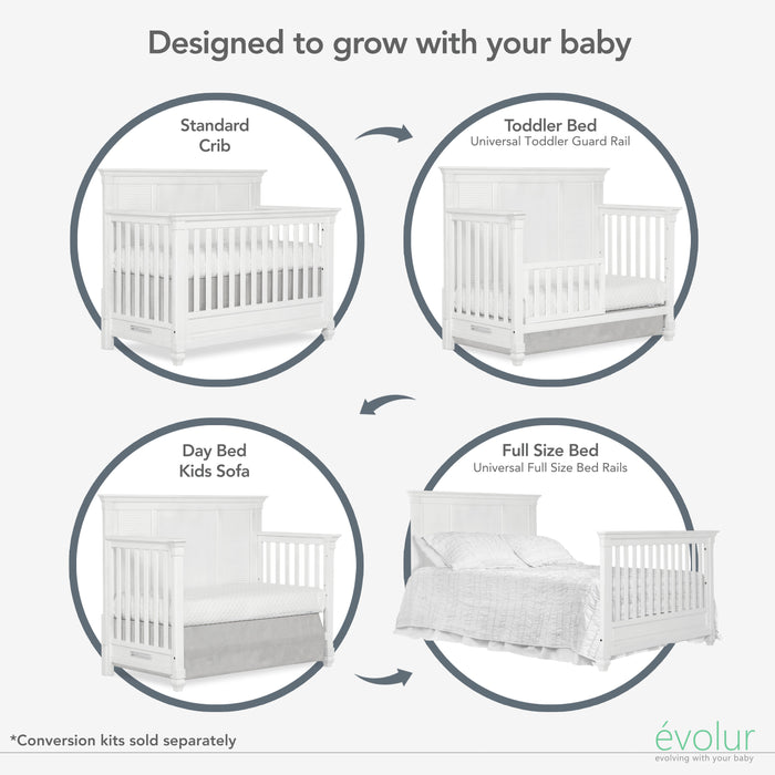 Evolur Signature Cape May 5 In 1 Full Panel Convertible Crib