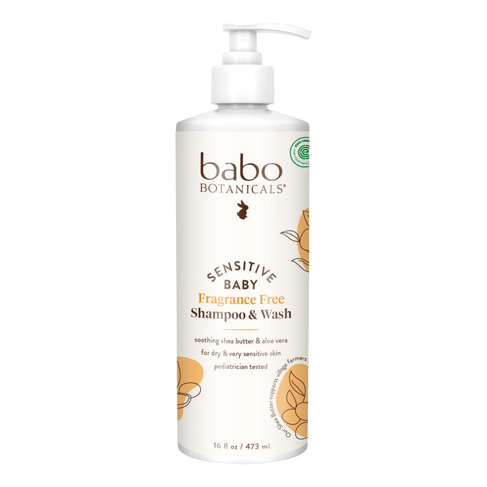 Babo Botanicals Sensitive Baby FF Shampoo & Wash 16oz
