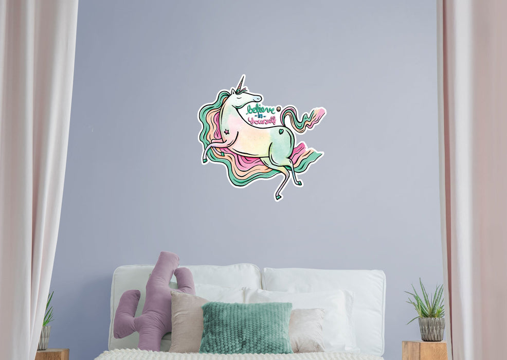 Fathead Believe In Yourself Rainbow Unicorn        - Officially Licensed Big Moods Removable     Adhesive Decal