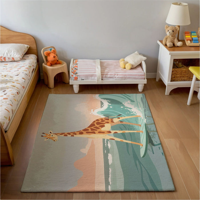 TeepeeJoy Girraffe Area Rug for Nursery and Kids Rooms - Longneck Surf