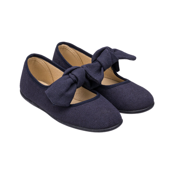 Elephantito Linen Bow Mary Jane Navy