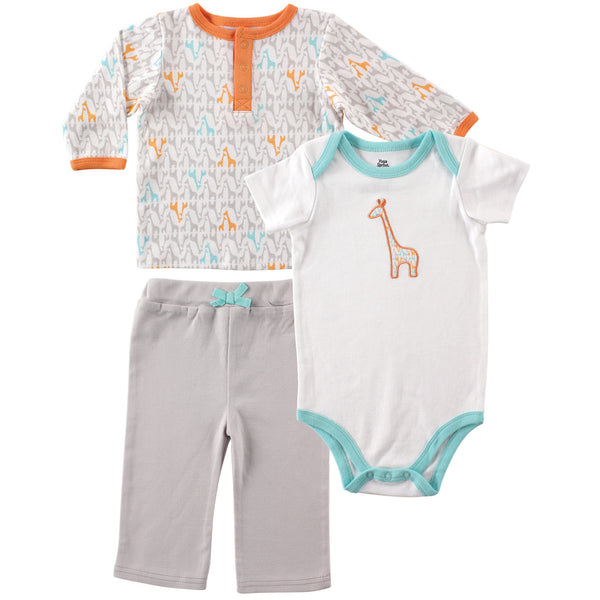 Yoga Sprout Baby Cotton Layette 3 Piece Set, Giraffe