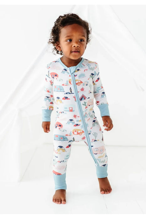 Bird & Bean Bamboo One Piece Zip Pajama - Desert Camper