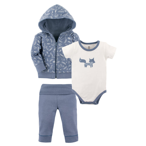 Yoga Sprout Baby Boy Cotton Hoodie, Bodysuit and Pant, Forest