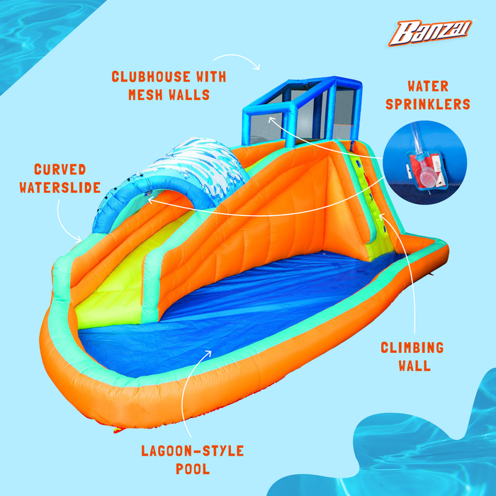 Banzai Surf Rider Kids Inflatable Outdoor Aqua Lagoon Water Slide Splash Park