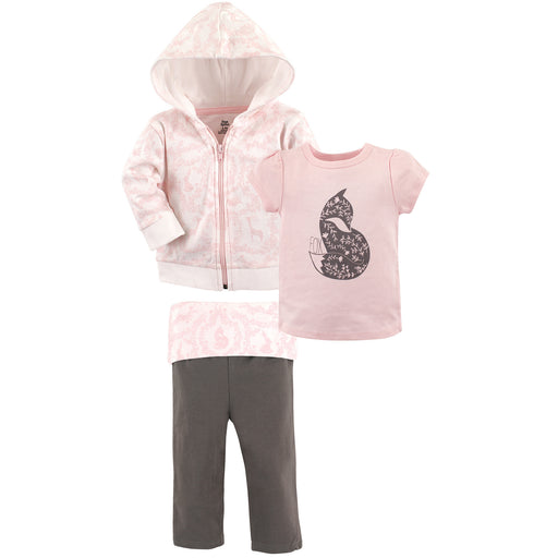 Yoga Sprout Toddler Girl Cotton Hoodie, Tee Top, and Pant, Lace Garden