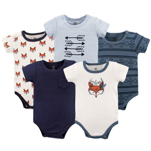 Yoga Sprout Baby Boy Cotton Bodysuits 5 Pack, Be Clever