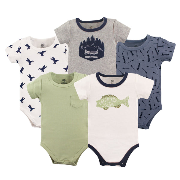 Yoga Sprout Baby Boy Cotton Bodysuits 5 Pack, Explorer