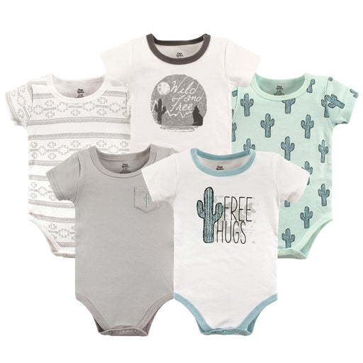 Yoga Sprout Baby Boy Cotton Bodysuits 5 Pack, Free Hugs