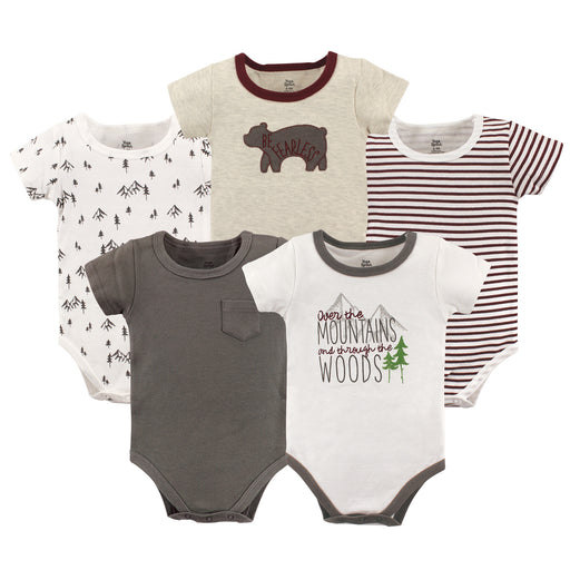 Yoga Sprout Baby Boy Cotton Bodysuits 5 Pack, Mountains