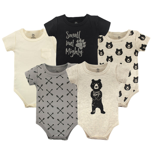 Yoga Sprout Baby Boy Cotton Bodysuits 5 Pack, Bear Hugs