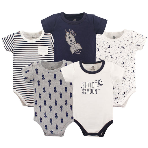 Yoga Sprout Baby Boy Cotton Bodysuits 5 Pack, Moon