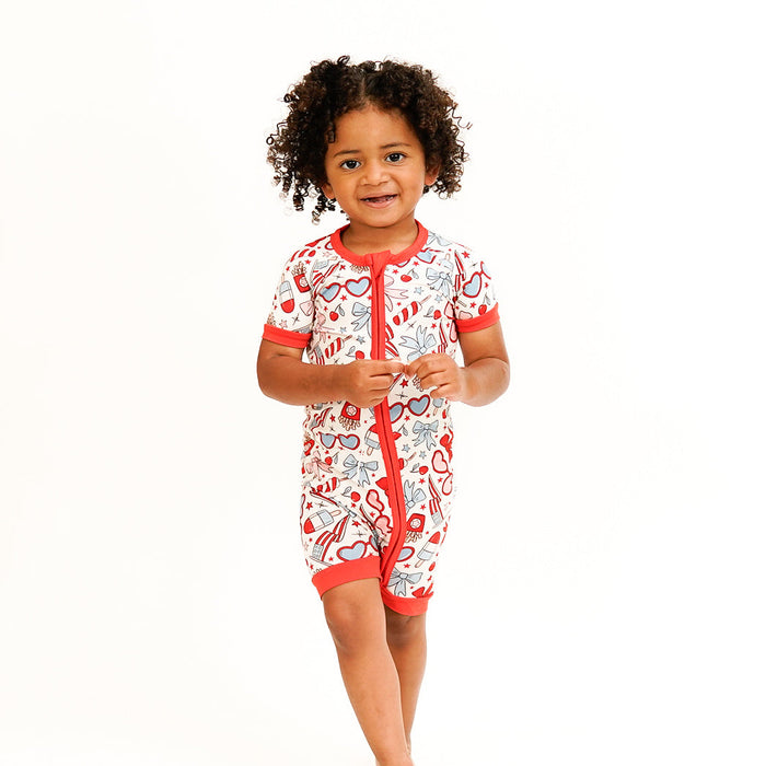 Monkeeroos American Dream Shortie Romper - Red