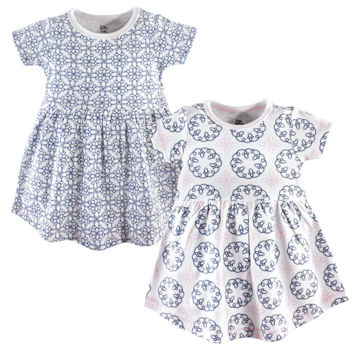 Yoga Sprout Baby and Toddler Girl Cotton Short-Sleeve Dresses 2 Pack, Whimsical