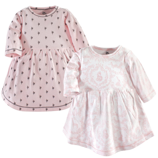 Yoga Sprout Baby and Toddler Girl Cotton Long-Sleeve Dresses 2 Pack, Lace Garden