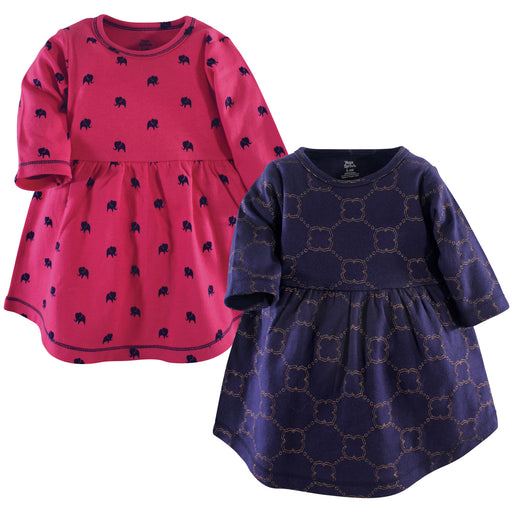 Yoga Sprout Baby and Toddler Girl Cotton Long-Sleeve Dresses 2 Pack, Gold Link