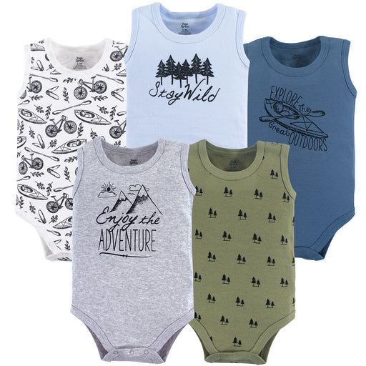Yoga Sprout Baby Boy Cotton Bodysuits 5 Pack, Adventure