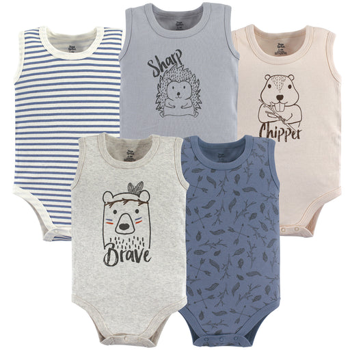 Yoga Sprout Baby Boy Cotton Bodysuits 5 Pack, Wild Woodland
