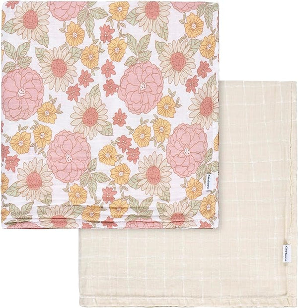 Gerber 2 Pack Muslins Blanket - Retro Floral