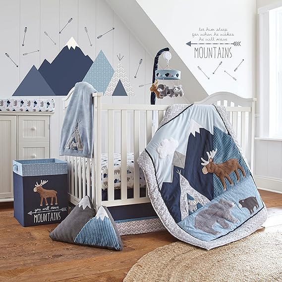 Levtex Baby Trail Mix Crib Fitted Sheet - Tossed Bears and Moutains