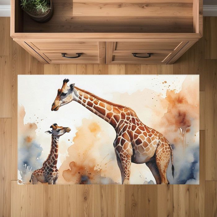 TeepeeJoy Nursery and Kids Giraffe Area Rug - Savannah Smiles