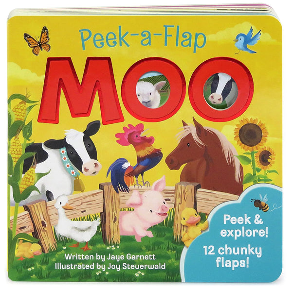 Moo: Peek-a-Flap Children's Board Book by Jaye Garnett