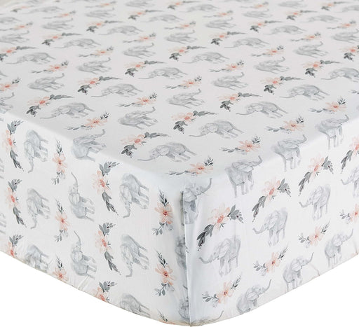 Levtex Baby Heriatge Crib Fitted Sheet Elephants Flowers 100% Cotton