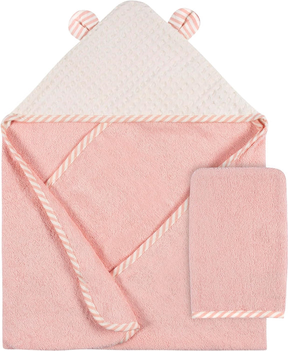 Gerber 2-Pack Baby Girls Hooded Towel And Washcloth Mitt Set - Kitty Floral