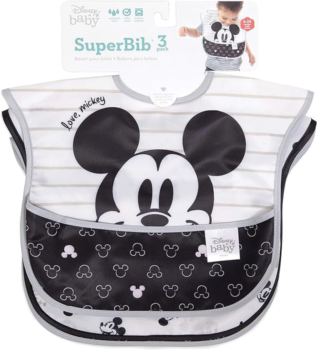 Disney SuperBib® 3 Pk: Mickey Mouse (Love Mickey/Icon B+W/Face B+W)