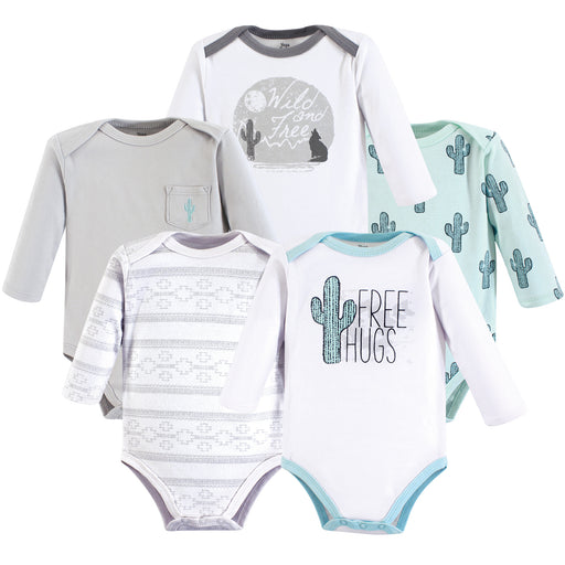 Yoga Sprout Cotton Long-Sleeve Bodysuits 5 Pack, Free Hugs