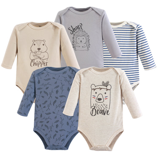 Yoga Sprout Cotton Long-Sleeve Bodysuits 5 Pack, Wild Woodland