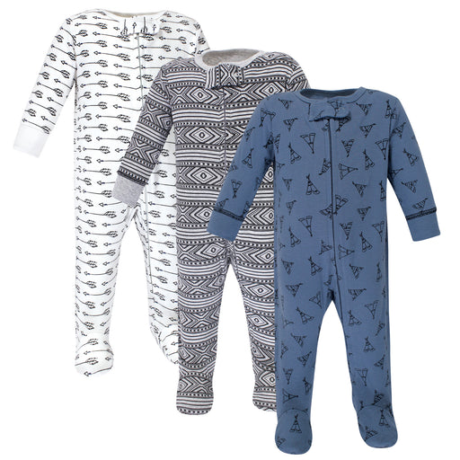 Yoga Sprout Baby Boy Cottton Zipper Sleep and Play 3 Pack, Arrows
