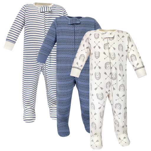 Yoga Sprout Baby Cottton Zipper Sleep and Play 3 Pack, Hedgehog