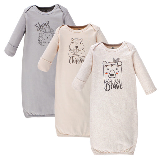 Yoga Sprout Baby Cotton Long-Sleeve Gowns 3 Pack, Wild