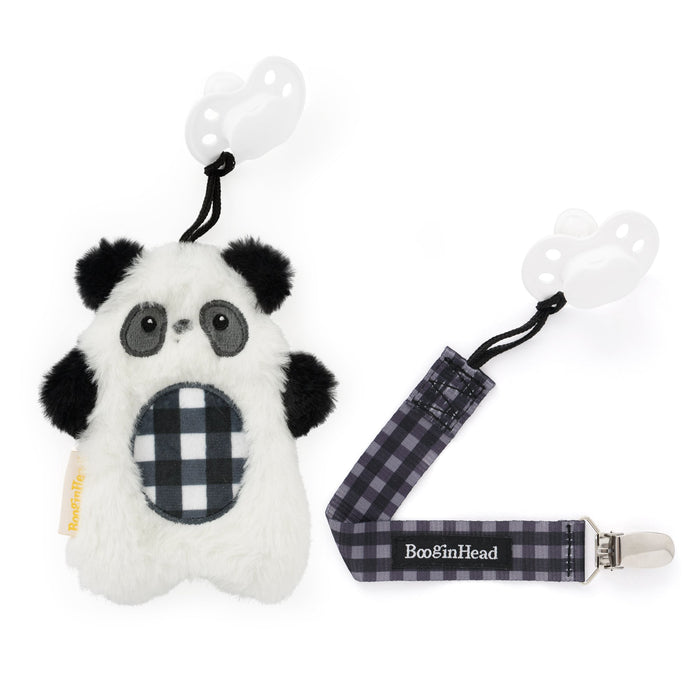 BooginHead PaciPal Pacifier Stuffed Animals in Plaid Panda