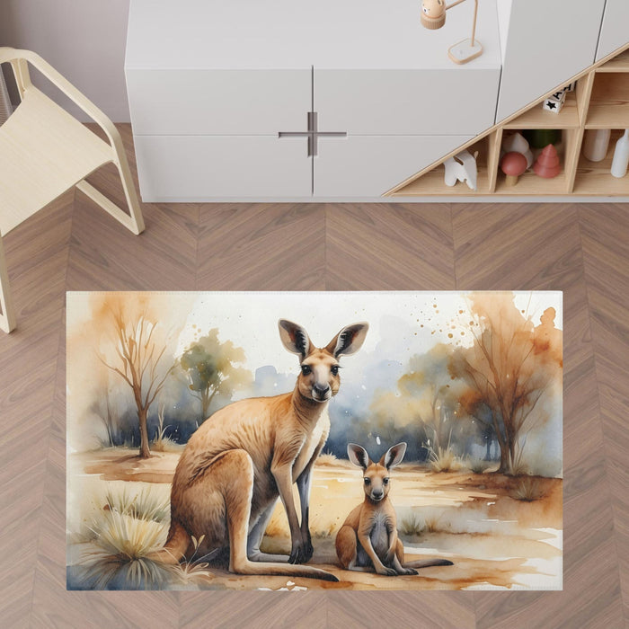 TeepeeJoy Kangaroo Area Rug for Nursery and Kids Rooms - Bouncing Buddies