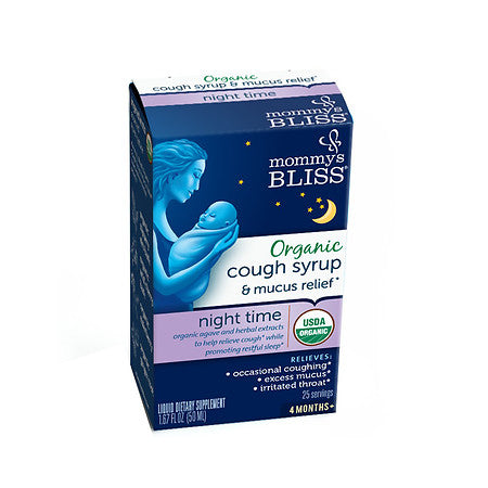Mommy's Bliss Organic Baby Cough Syrup and Mucus Night Time 1.67 OZ