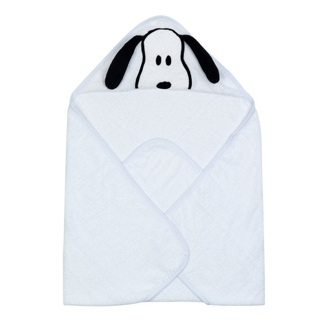 Lambs & Ivy Snoopy Baby/Infant Cotton Hooded Bath Towel - White