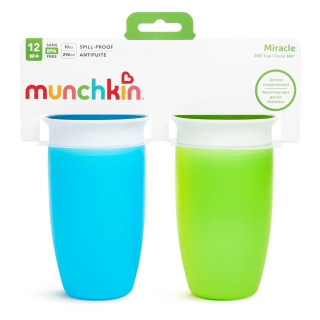 Munchkin Miracle Stainless Steel 360 Sippy Cup, 10 oz, Green