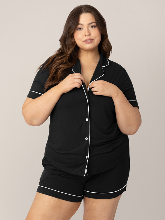 Kindred Bravely Clea Bamboo Short Sleeve Pajama Set | Black