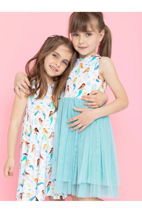 Bird & Bean Bamboo Flutter Twirl Dress - Mermaid Magic