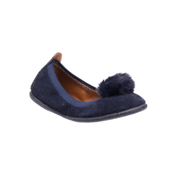 Elephantito Suede Pom Pom Ballerina Blue