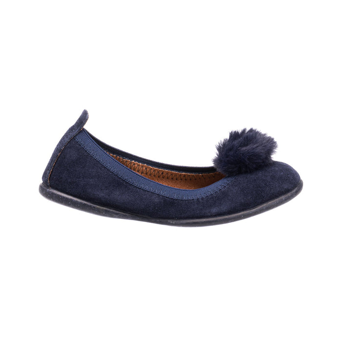 Elephantito Suede Pom Pom Ballerina Blue