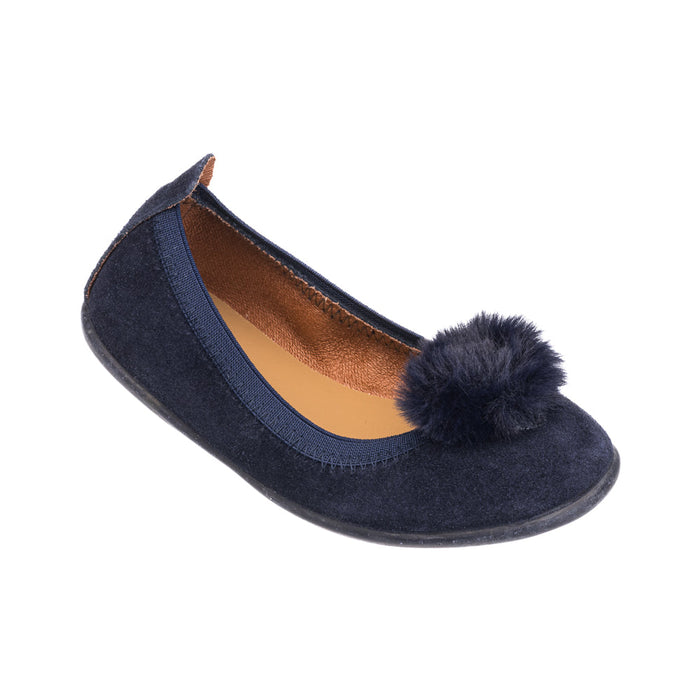 Elephantito Suede Pom Pom Ballerina Blue