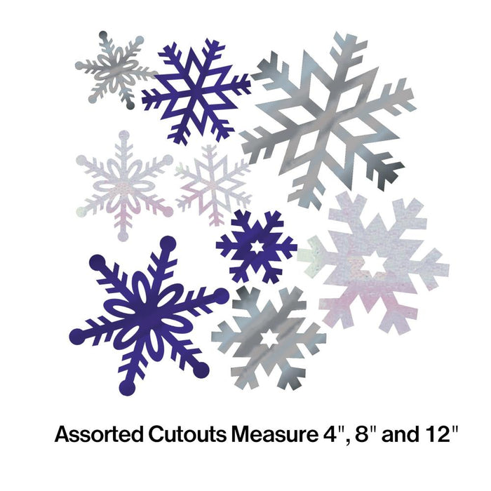 Party Decorations Foil Snowflake Cutouts, 12 ct