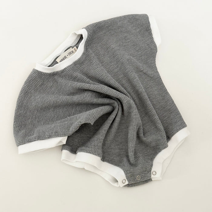 Winnie + Crew Ezra Waffle Romper in Grey