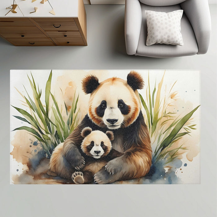 TeepeeJoy Nursery and Kids Panda Area Rug - Panda Hugs