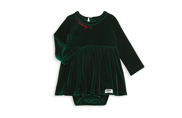 Worthy Threads Holiday Bubble Romper in Emerald Velvet