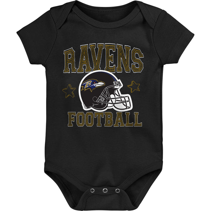NFL Baltimore Ravens 'Born 2 Be' 3-Pack Bodysuit Set
