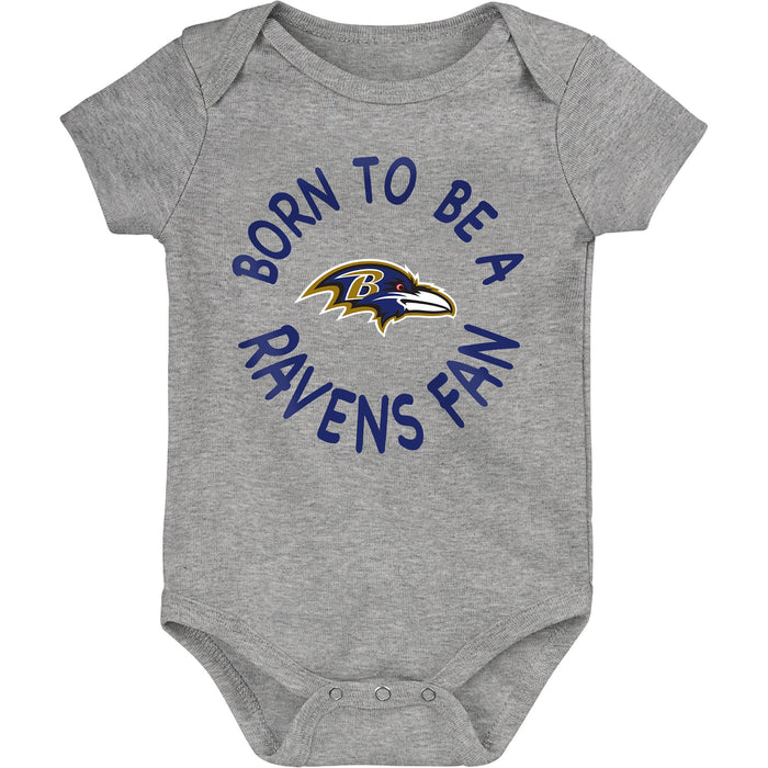 NFL Baltimore Ravens 'Born 2 Be' 3-Pack Bodysuit Set